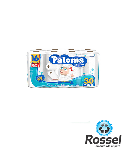 PAPEL HIGIÊNICO PALOMA FOLHA SIMPLES C/ 16 ROLOS